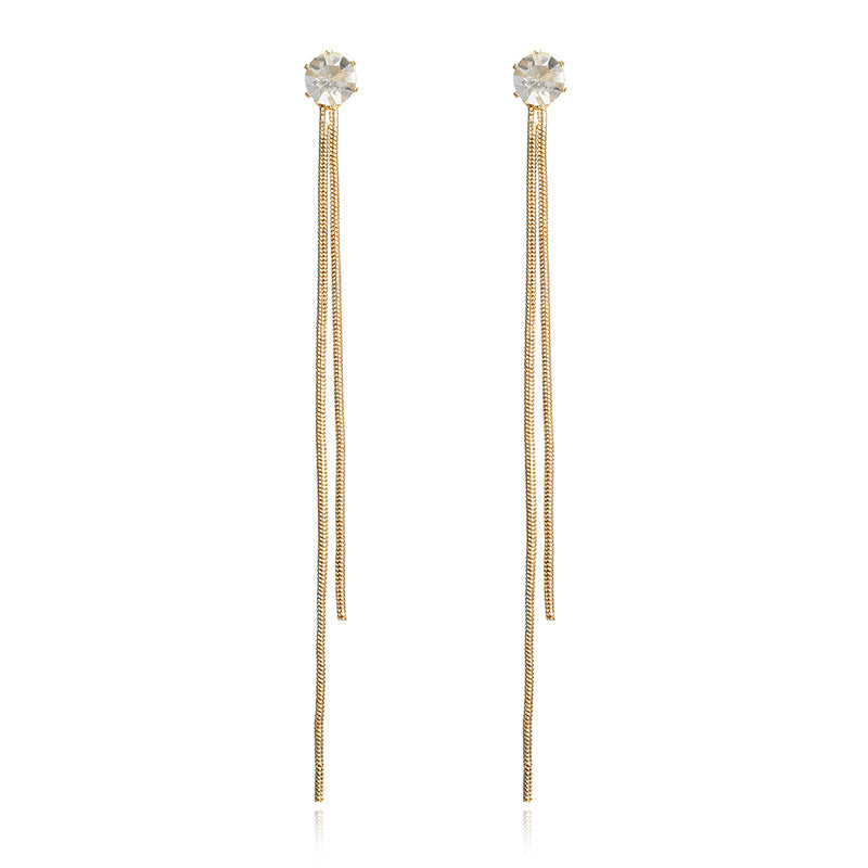 Diamond Long Tassel Earrings