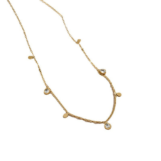 18K Gold Plated Spring Rhinestone Water Drop Necklace