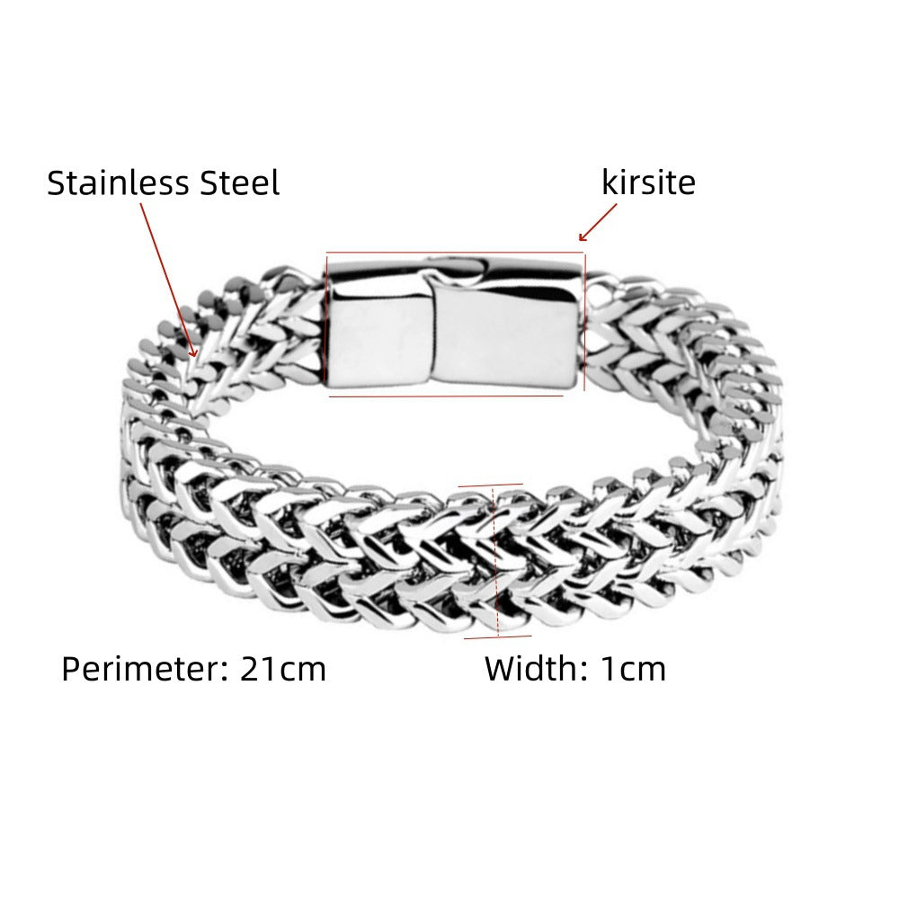 Men’s Double Spell Bracelet – 18K Gold, Black & Steel Titanium