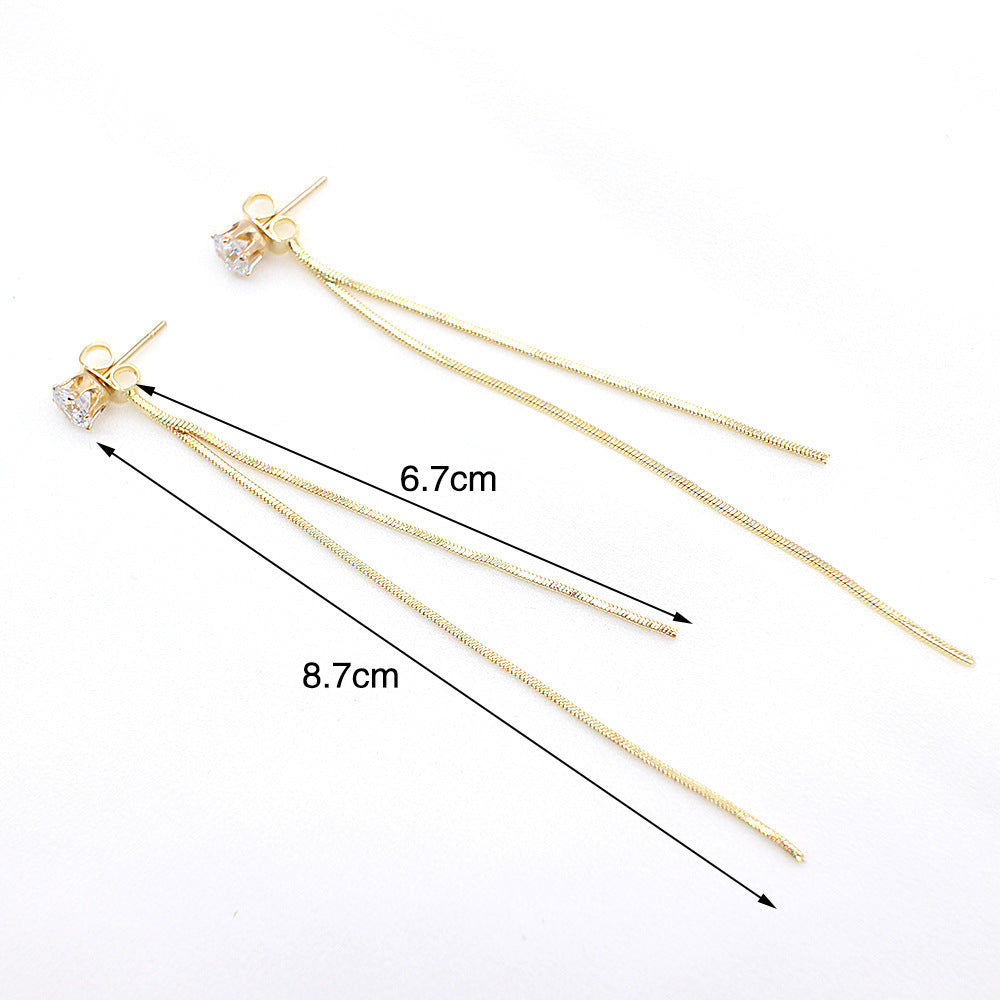 Diamond Long Tassel Earrings