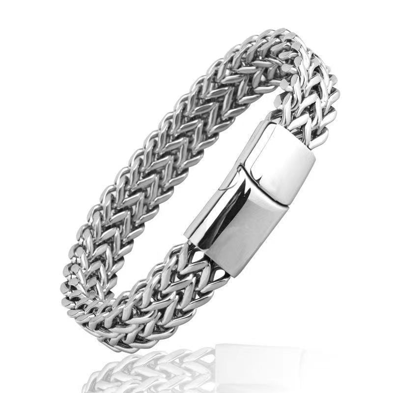 Men’s Double Spell Bracelet – 18K Gold, Black & Steel Titanium