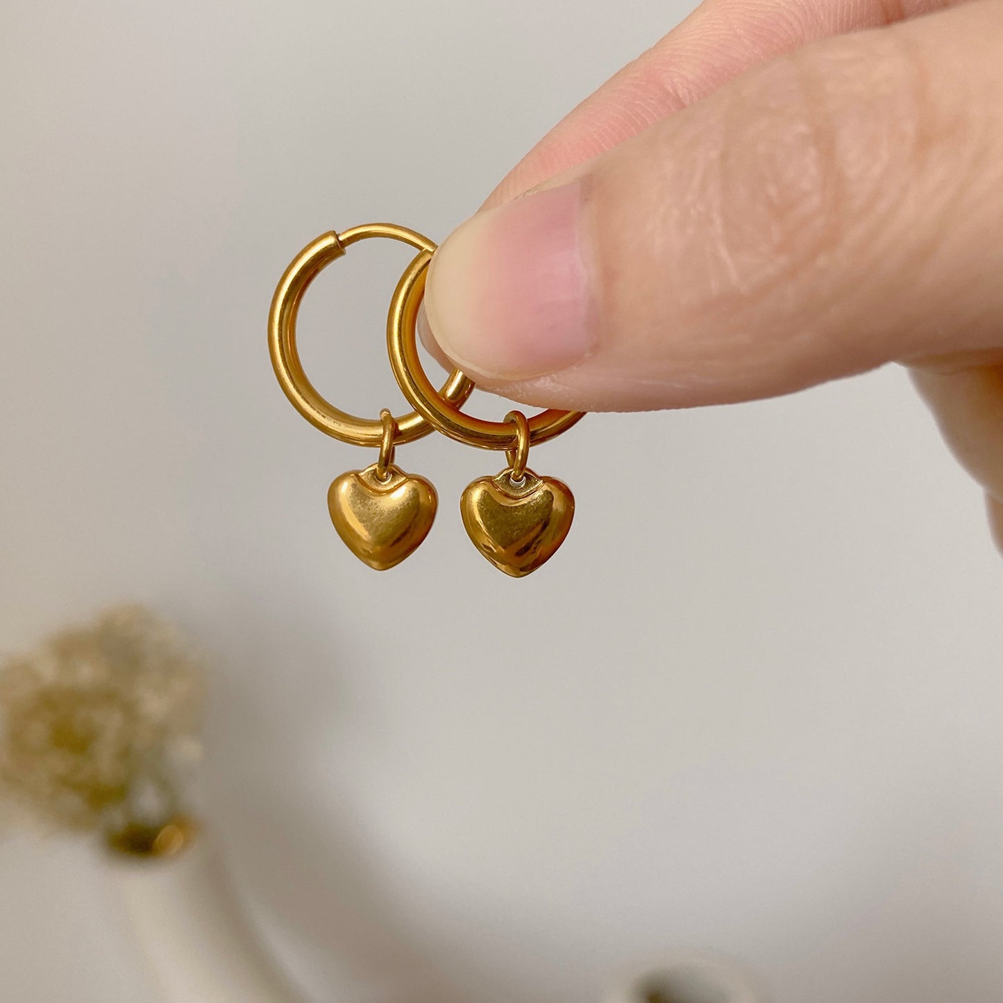 18K Gold-Plated Peach Heart Earrings