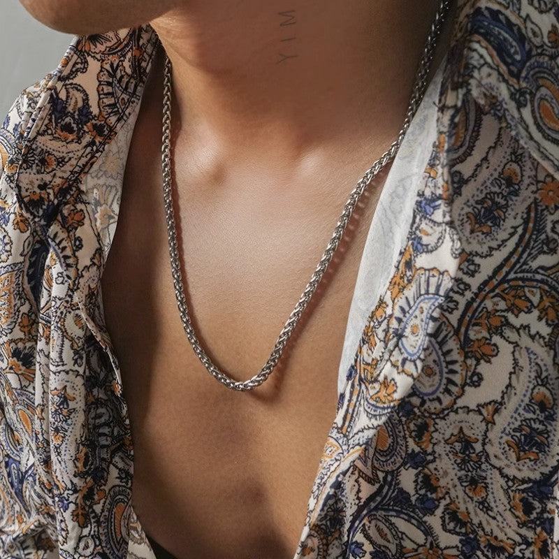 Stainless Steel Dragon Bone Chain Necklace for Men - 18k Gold and Steel Titanium