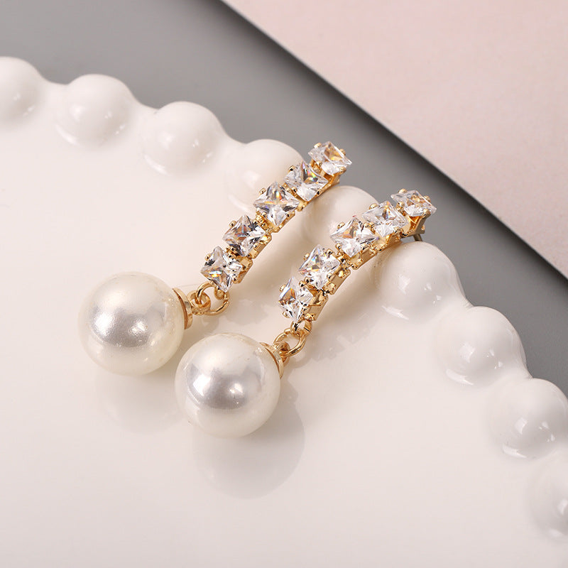Freshwater Pearl Earrings with Zircon Details