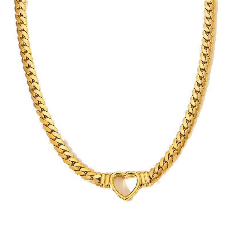 Gold-Plated Heart-Shaped Cuban Chain Choker