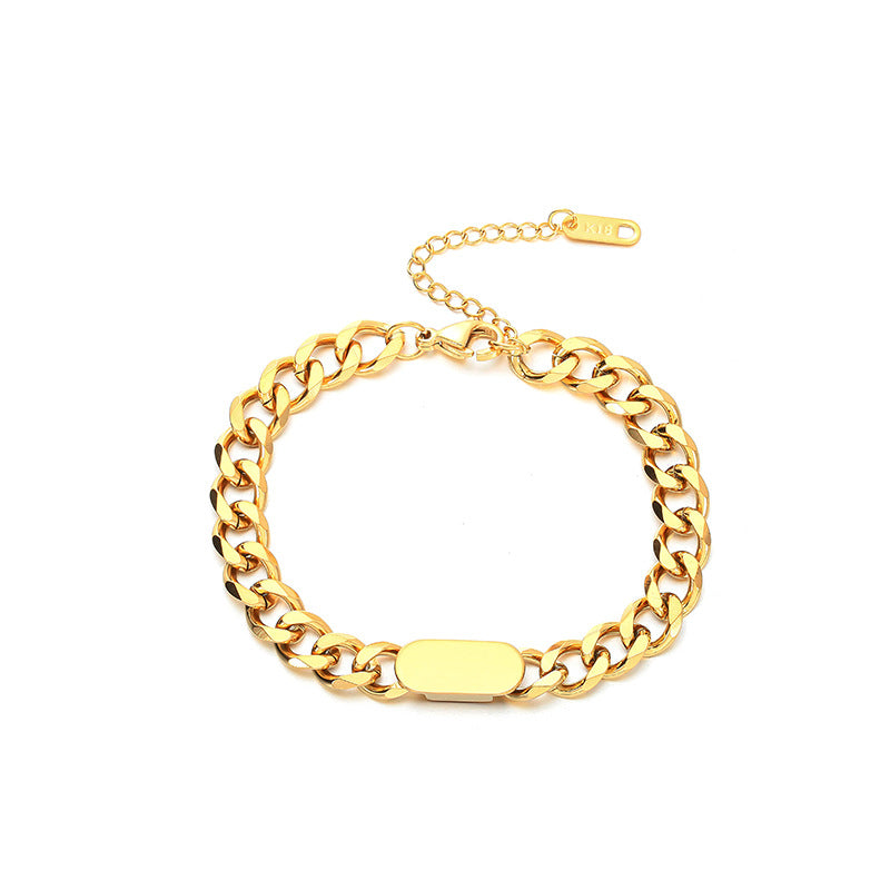 Gold-Plated Titanium Steel Chunky Chain Bracelet