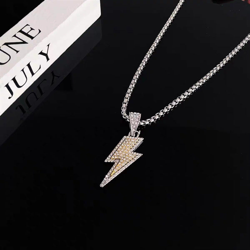 Strike Bold — Diamond Lightning Pendant Necklace
