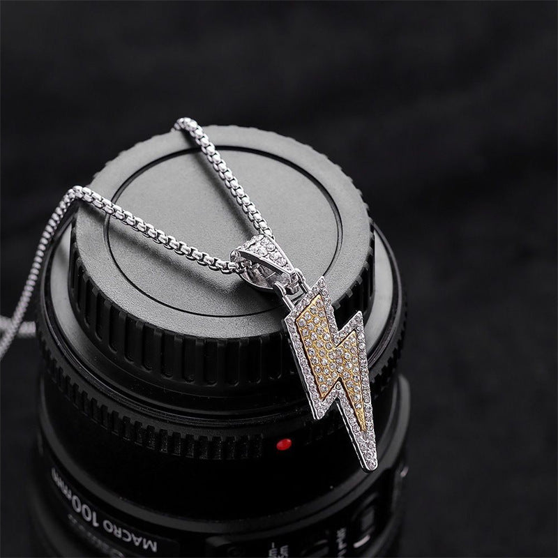Strike Bold — Diamond Lightning Pendant Necklace