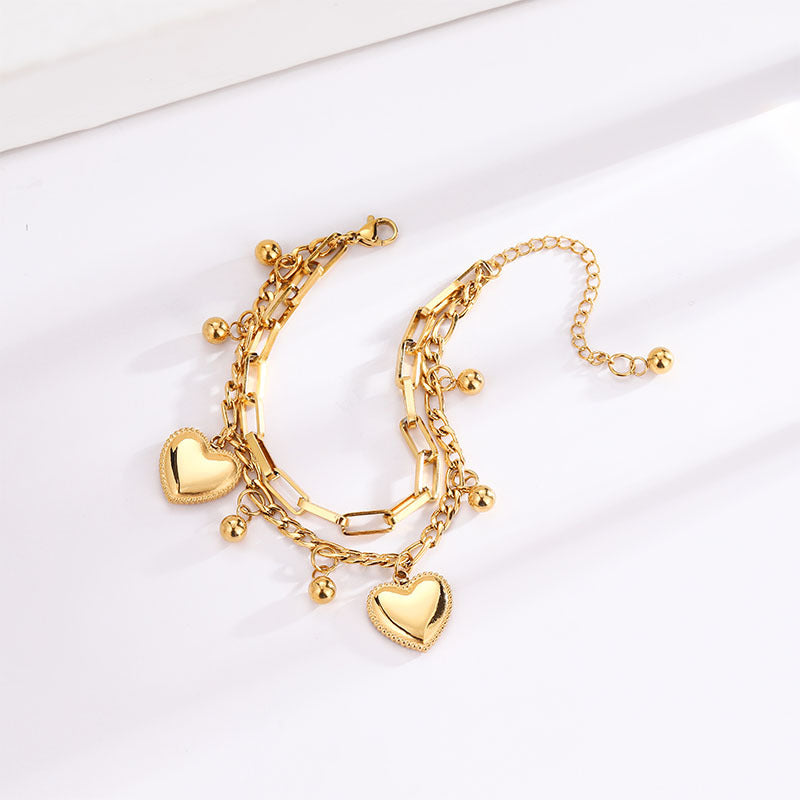 Double Love Multilayer Bracelet – 18K Gold-Plated Titanium Steel