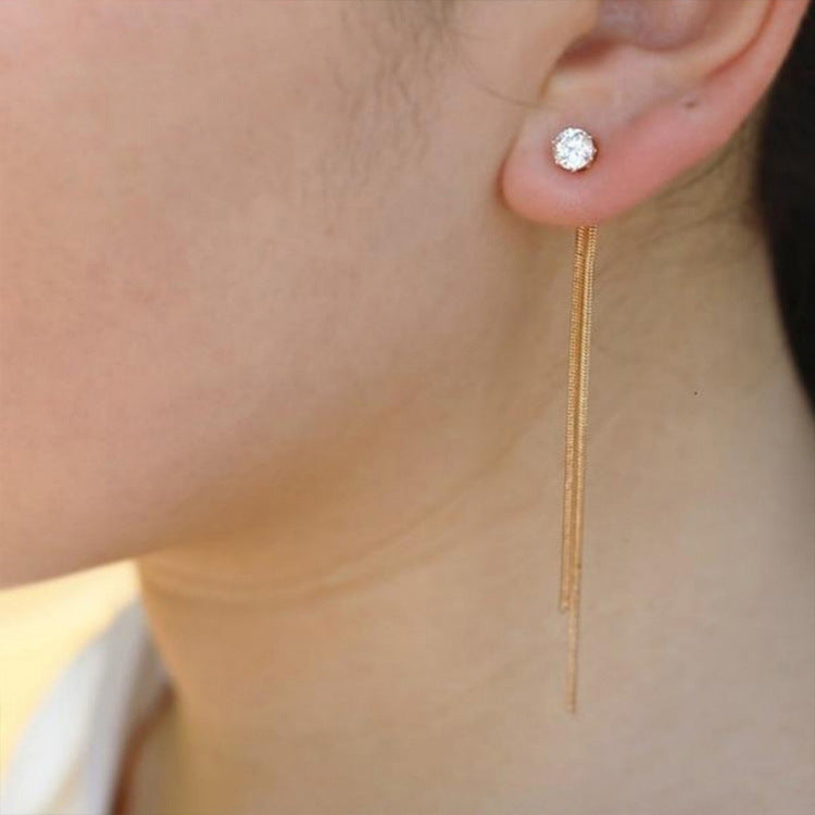 Diamond Long Tassel Earrings