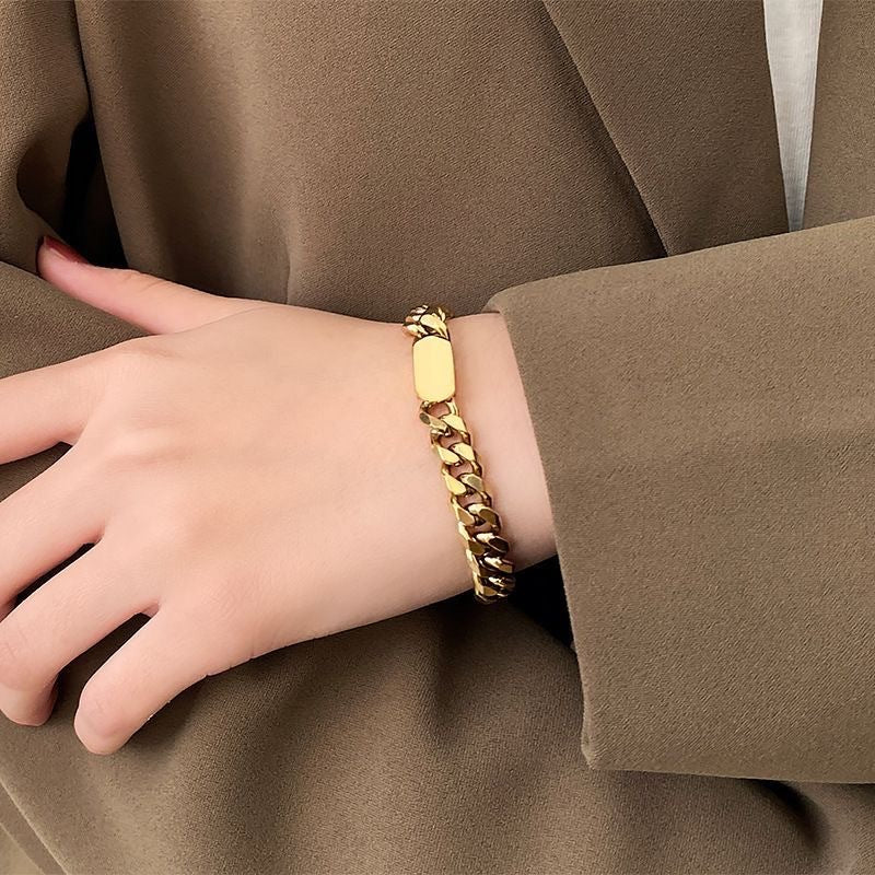 Gold-Plated Titanium Steel Chunky Chain Bracelet