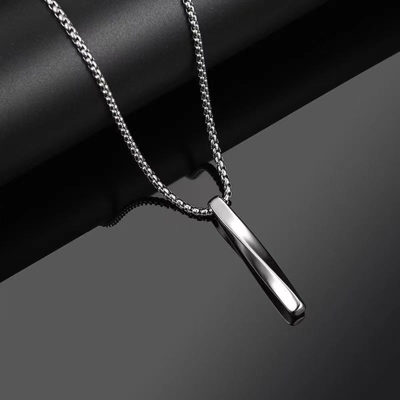 Refined Edge – Titanium Steel Strip Pendant Necklace