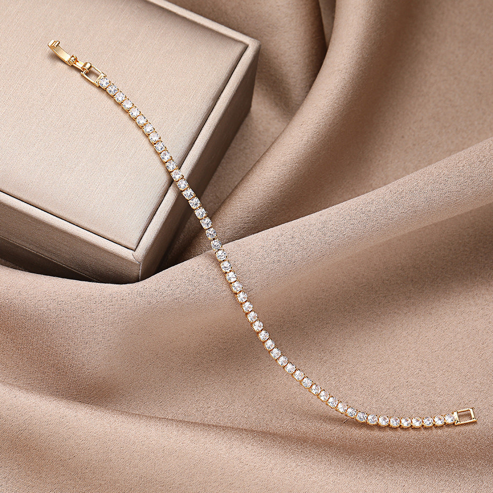 Gold-Plated 2.5mm Zircon Tennis Bracelet