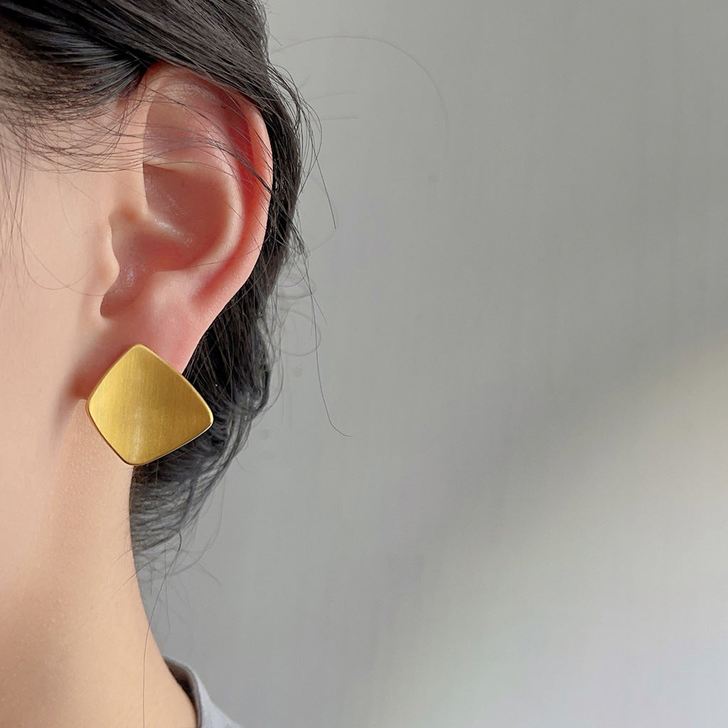 Gold-Plated Irregular Square Earrings