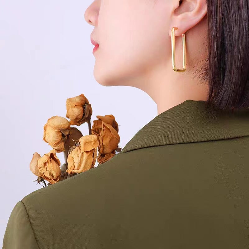 Urban Edge Geometric Titanium Earrings