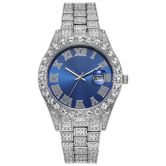 Iced Out Cuban Chain, Bracelet & Diamond Watch Set - Men's Luxury Bling Jewelry