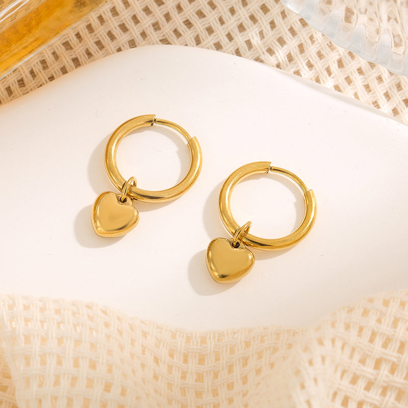 18K Gold-Plated Peach Heart Earrings