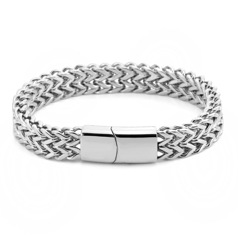 Men’s Double Spell Bracelet – 18K Gold, Black & Steel Titanium