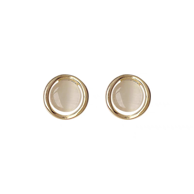 Gold-Plated White Opal Earrings
