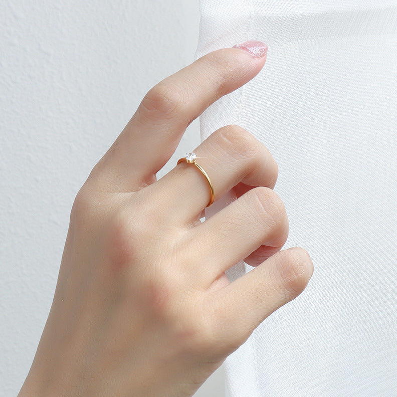 Small Diamond Ring - 18K Gold Tail Ring