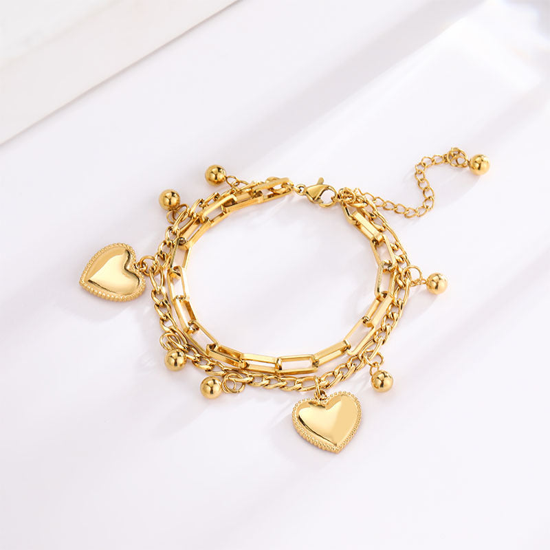 Double Love Multilayer Bracelet – 18K Gold-Plated Titanium Steel