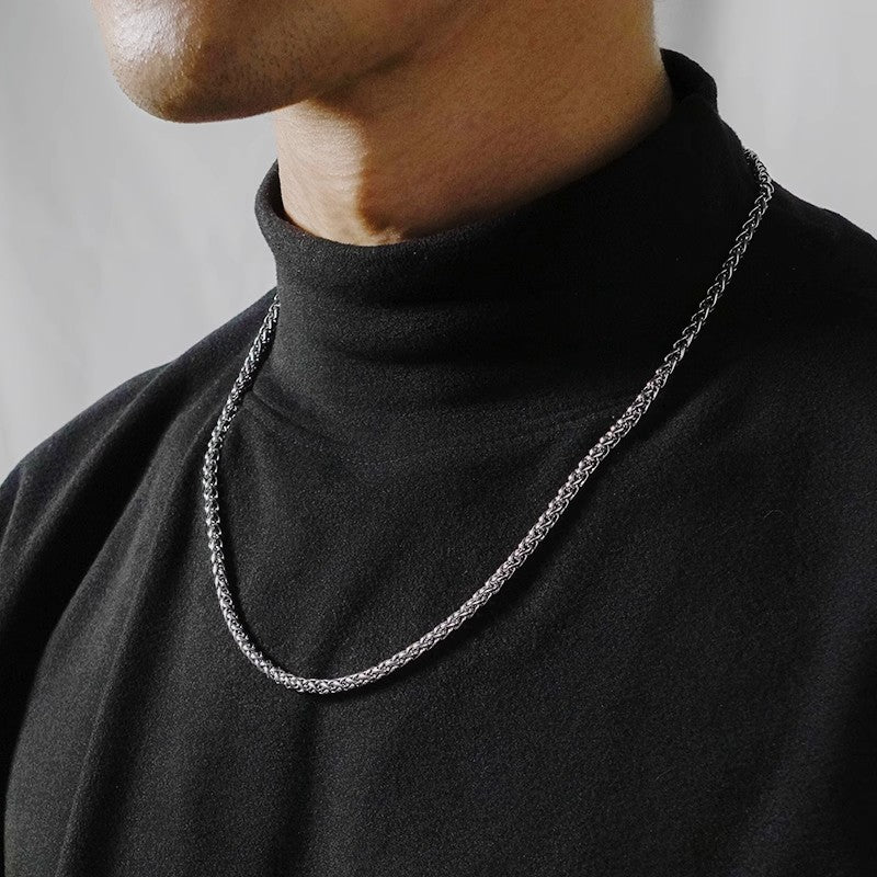 Stainless Steel Dragon Bone Chain Necklace for Men - 18k Gold and Steel Titanium
