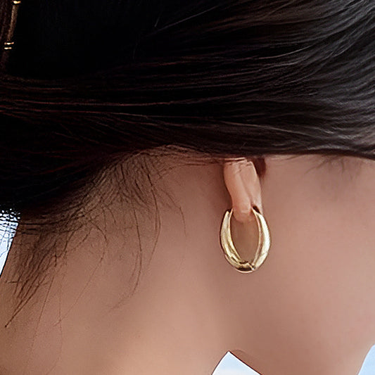 18K Gold-Plated Oval Earrings