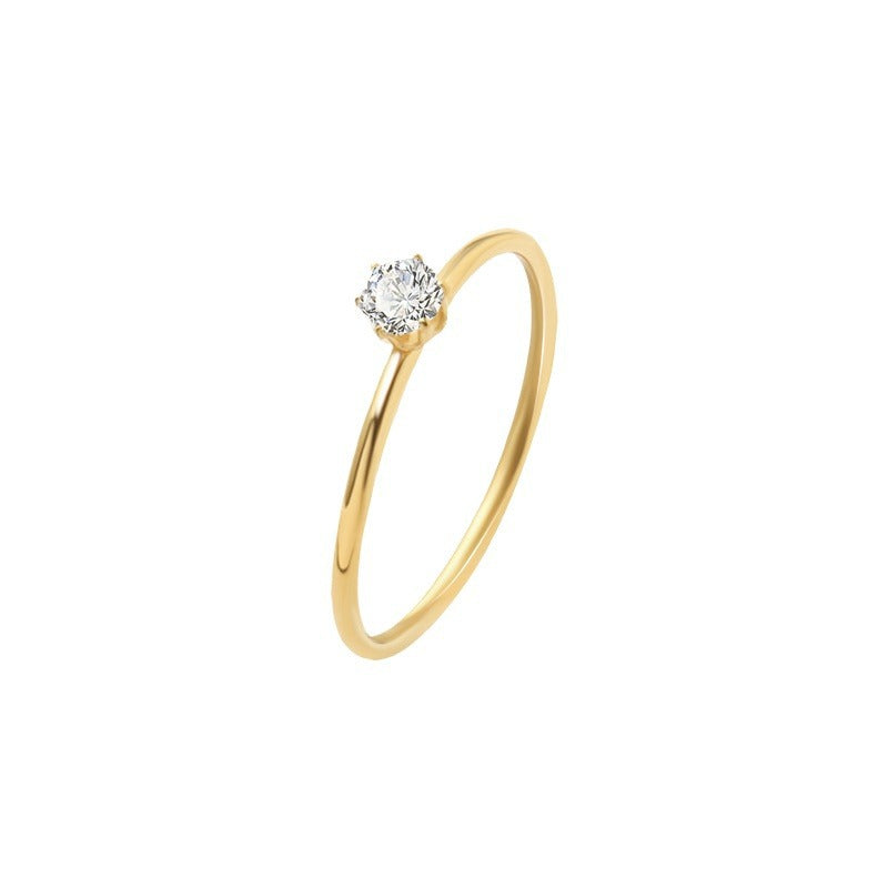 Small Diamond Ring - 18K Gold Tail Ring