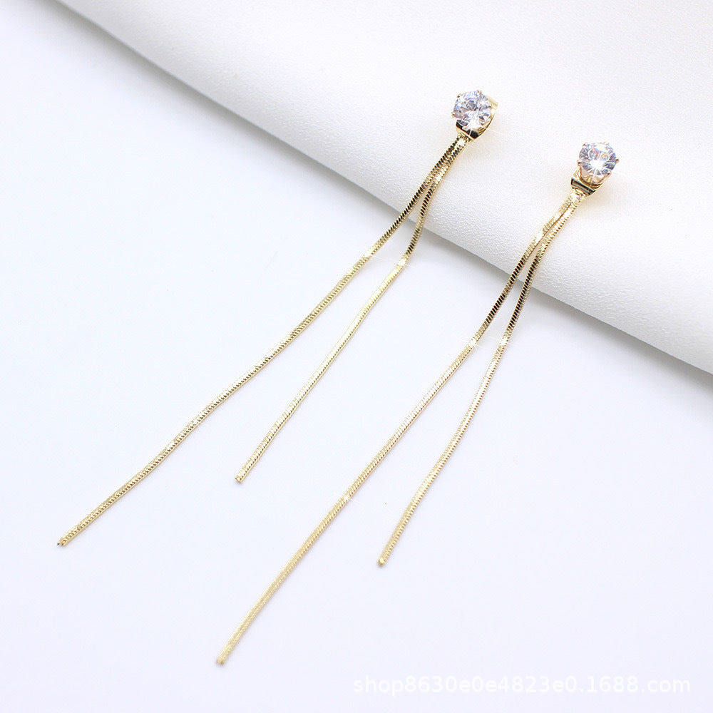 Diamond Long Tassel Earrings