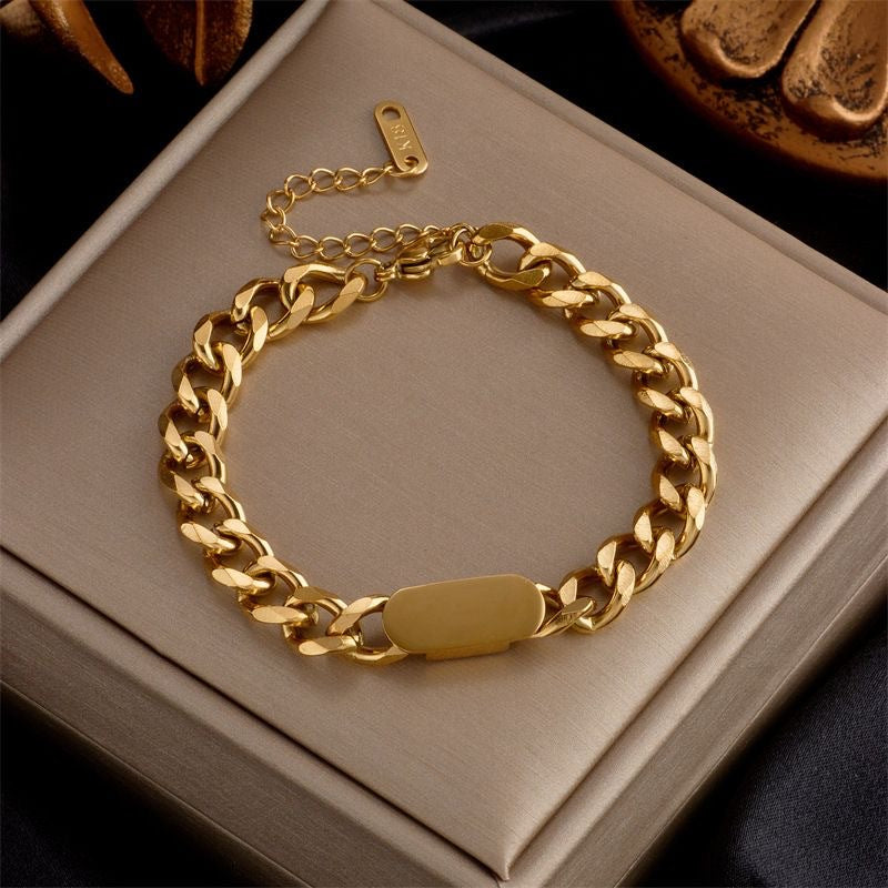 Gold-Plated Titanium Steel Chunky Chain Bracelet