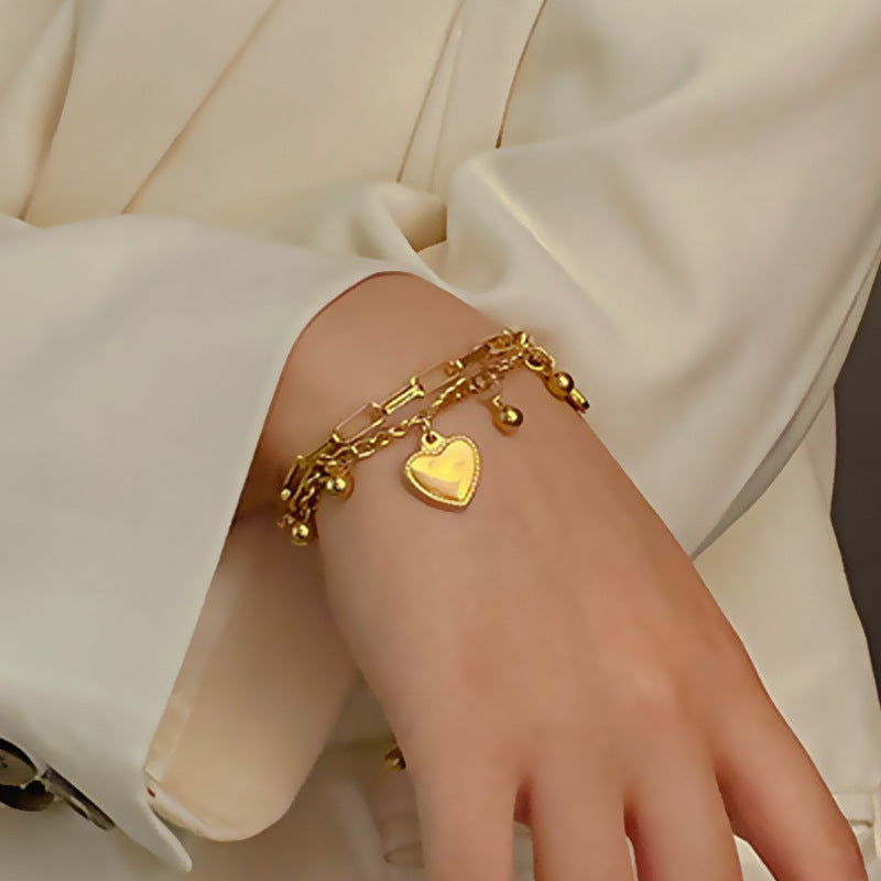 Double Love Multilayer Bracelet – 18K Gold-Plated Titanium Steel