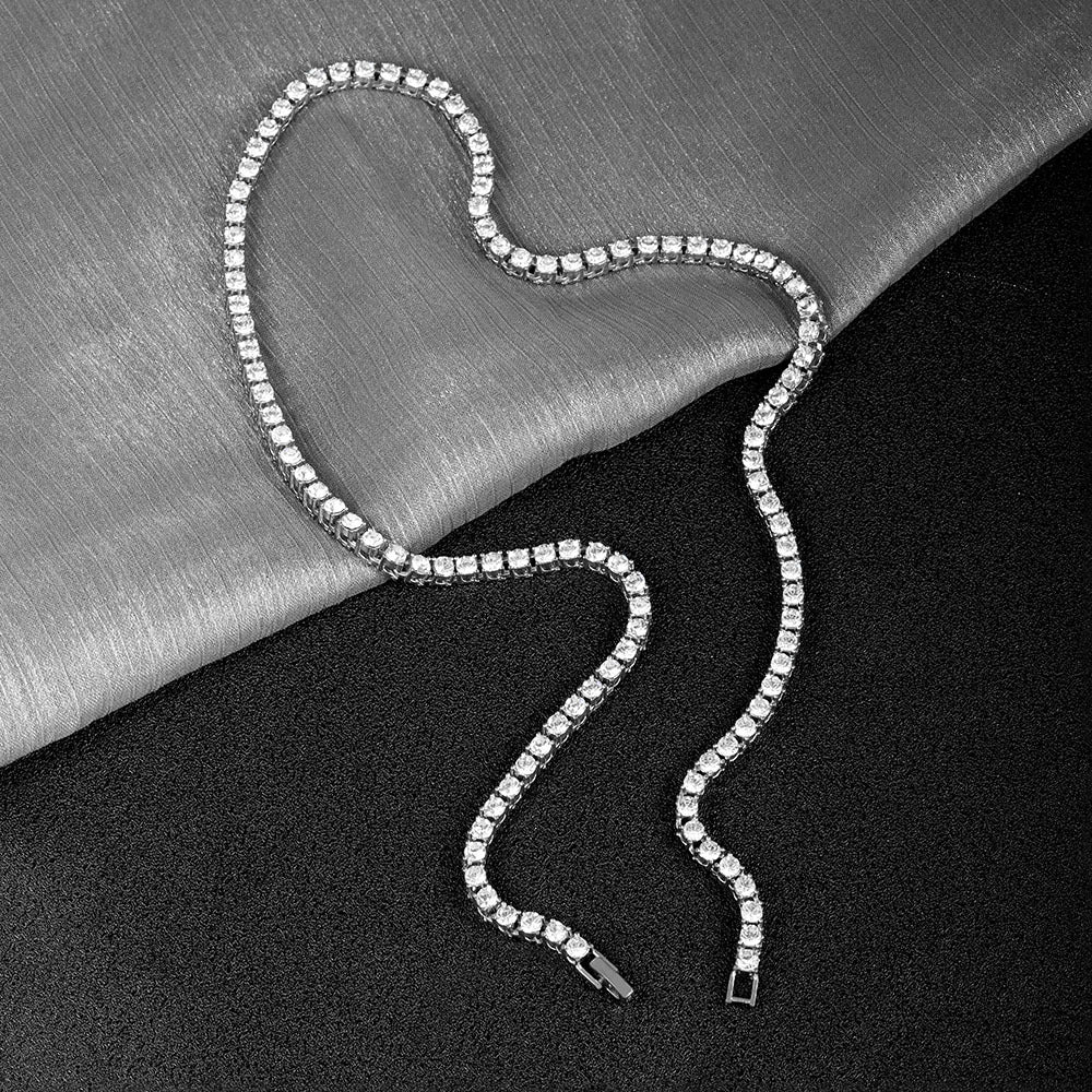 Tennis Chain Single-Row 4MM Bracelet – Silver