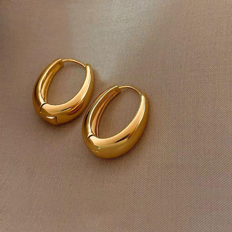 18K Gold-Plated Oval Earrings