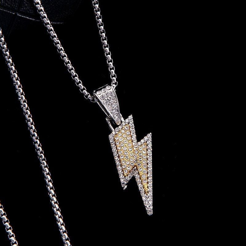 Strike Bold — Diamond Lightning Pendant Necklace