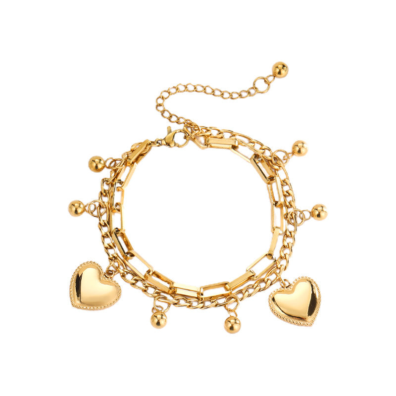 Double Love Multilayer Bracelet – 18K Gold-Plated Titanium Steel