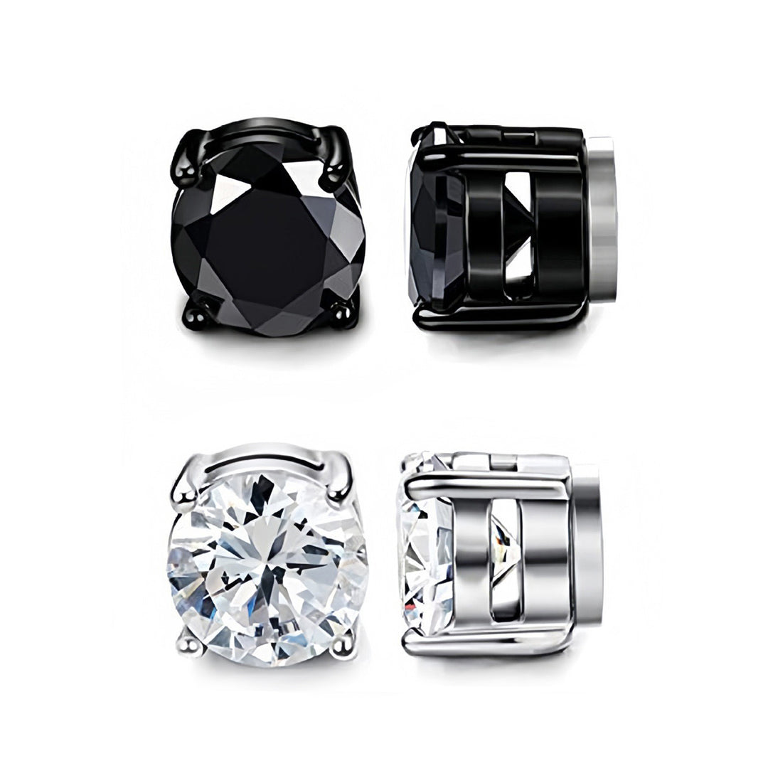 Men’s Magnetic Zircon Earrings – No Piercing, Stainless Steel