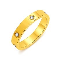 Modern Sparkle — Six-Diamond Stainless Steel Ring