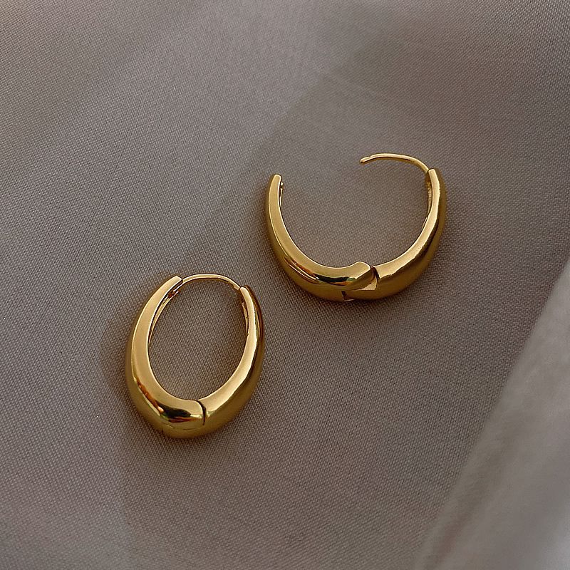 18K Gold-Plated Oval Earrings