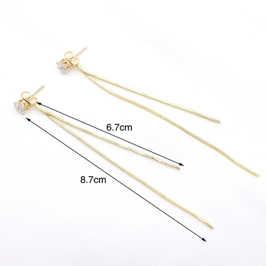 Diamond Long Tassel Earrings