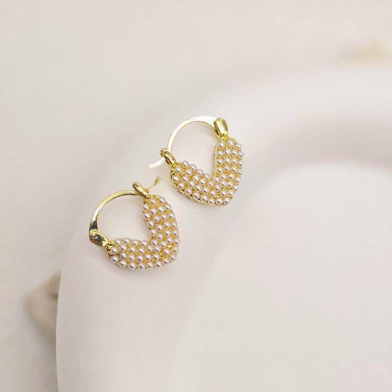 Sweet Pearl Love Triangle Earrings