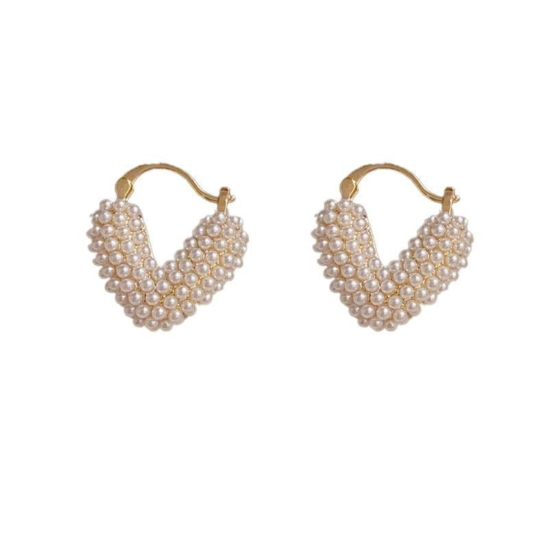 Sweet Pearl Love Triangle Earrings