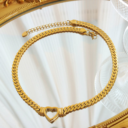 Gold-Plated Heart-Shaped Cuban Chain Choker