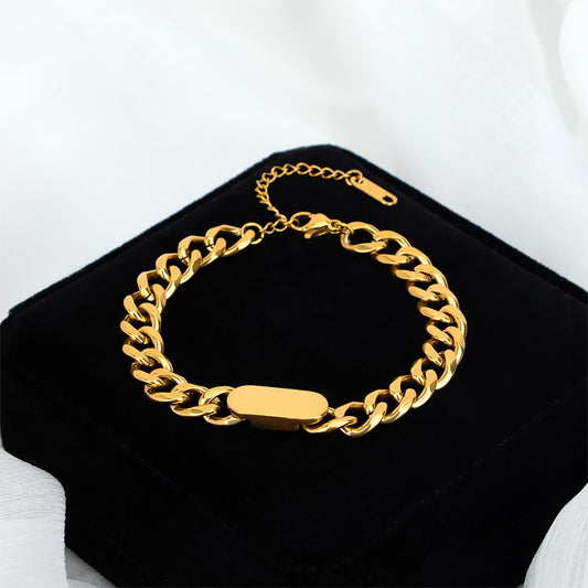 Gold-Plated Titanium Steel Chunky Chain Bracelet