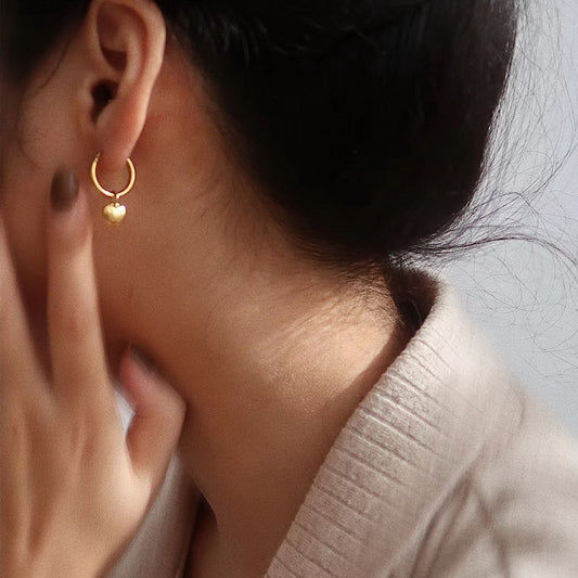 18K Gold-Plated Peach Heart Earrings