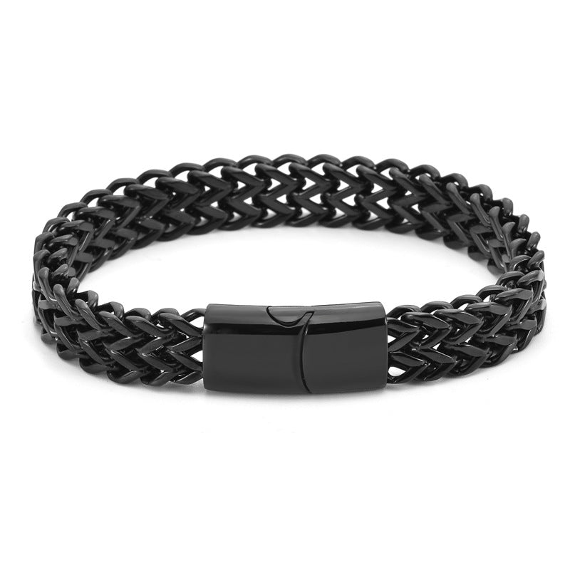 Men’s Double Spell Bracelet – 18K Gold, Black & Steel Titanium
