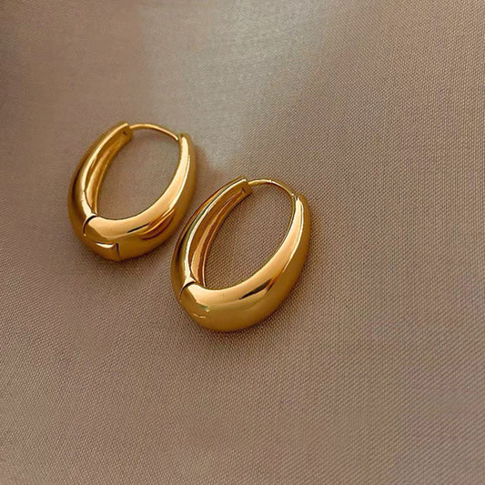 18K Gold-Plated Oval Earrings