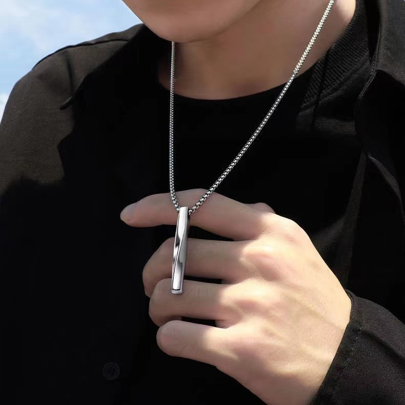 Refined Edge – Titanium Steel Strip Pendant Necklace