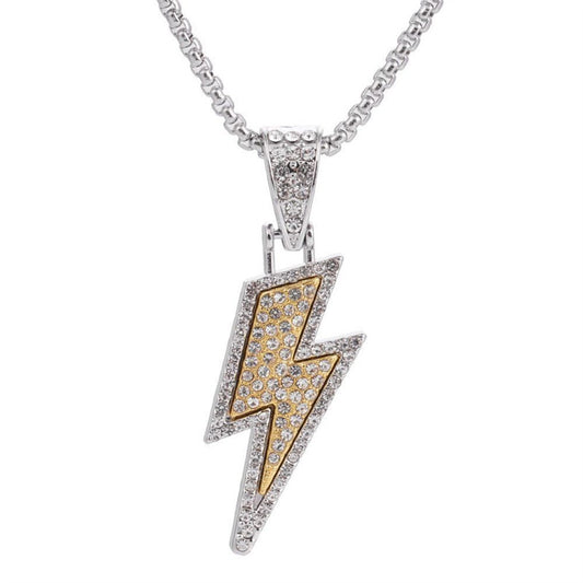 Strike Bold — Diamond Lightning Pendant Necklace